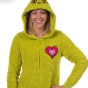 Dr. Seuss Women's The Grinch Christmas Pajama Union Suit & Max plush